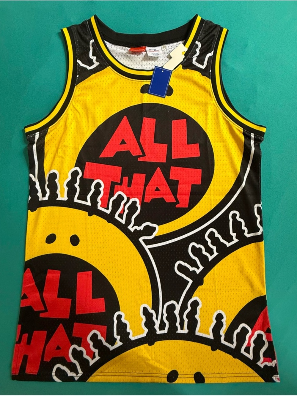 Nickelodeon Yellow Black Red Graphic Basketball Jersey Tank